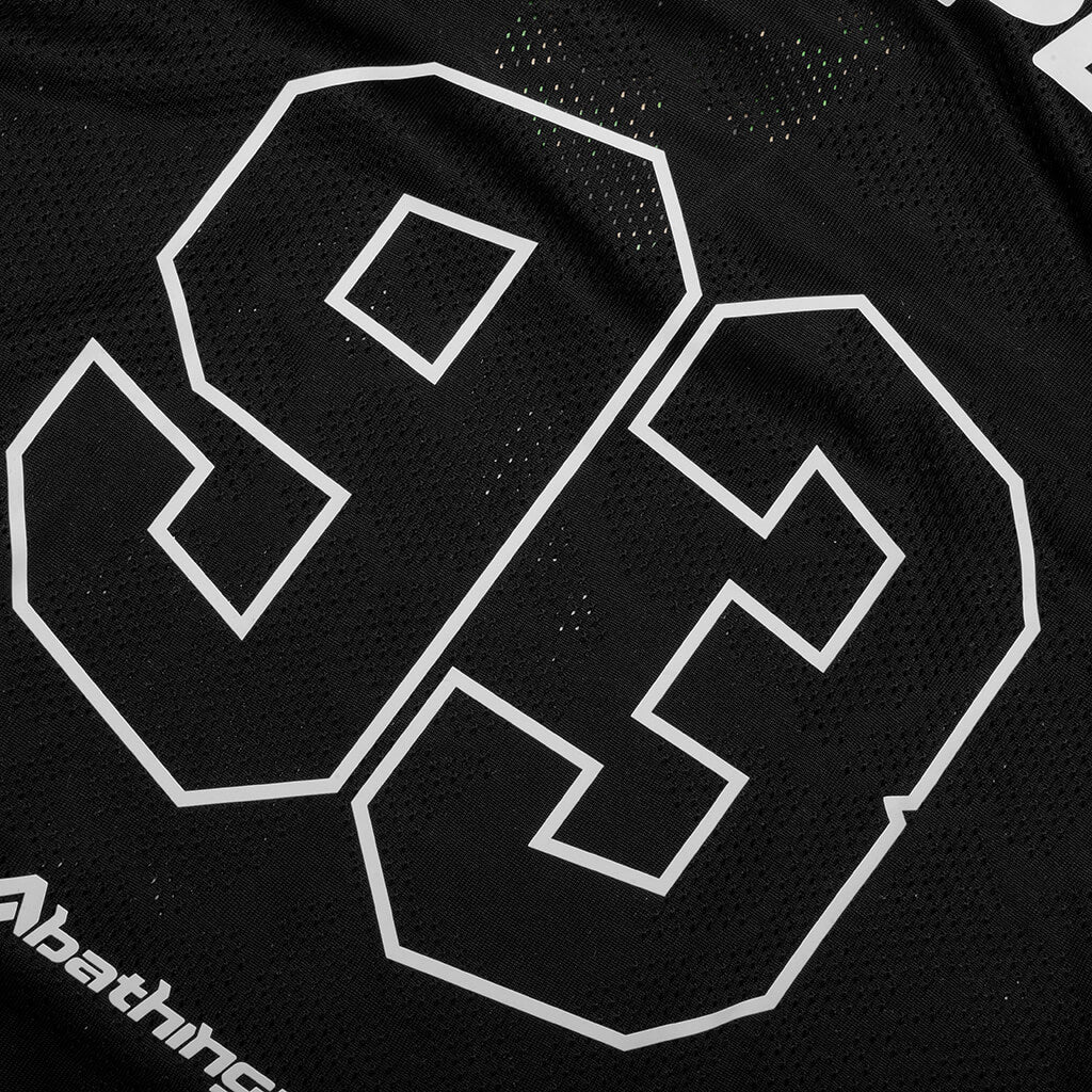 Solid Camo Jacquard Multilogo Relaxed Fit Football Jersey Black