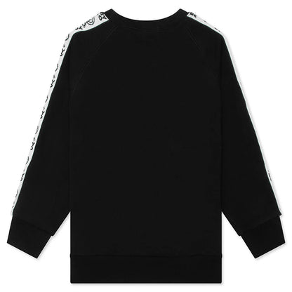 Kids Baby Milo Line Tape Relaxed Fit Crewneck Sweatshirt Black