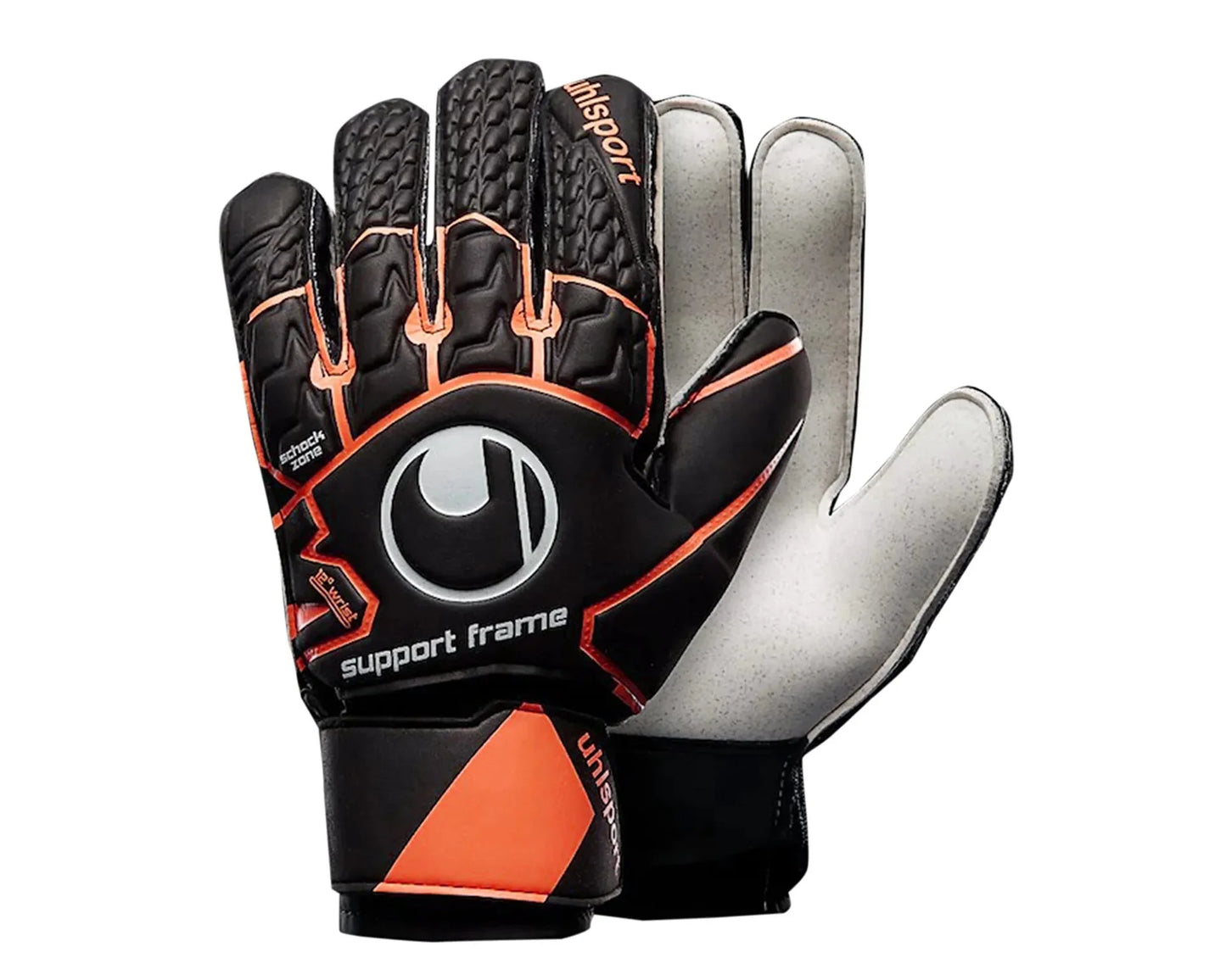 Uhlsport Soft Resist Support Frame Goalkeeper Gloves Black Orange