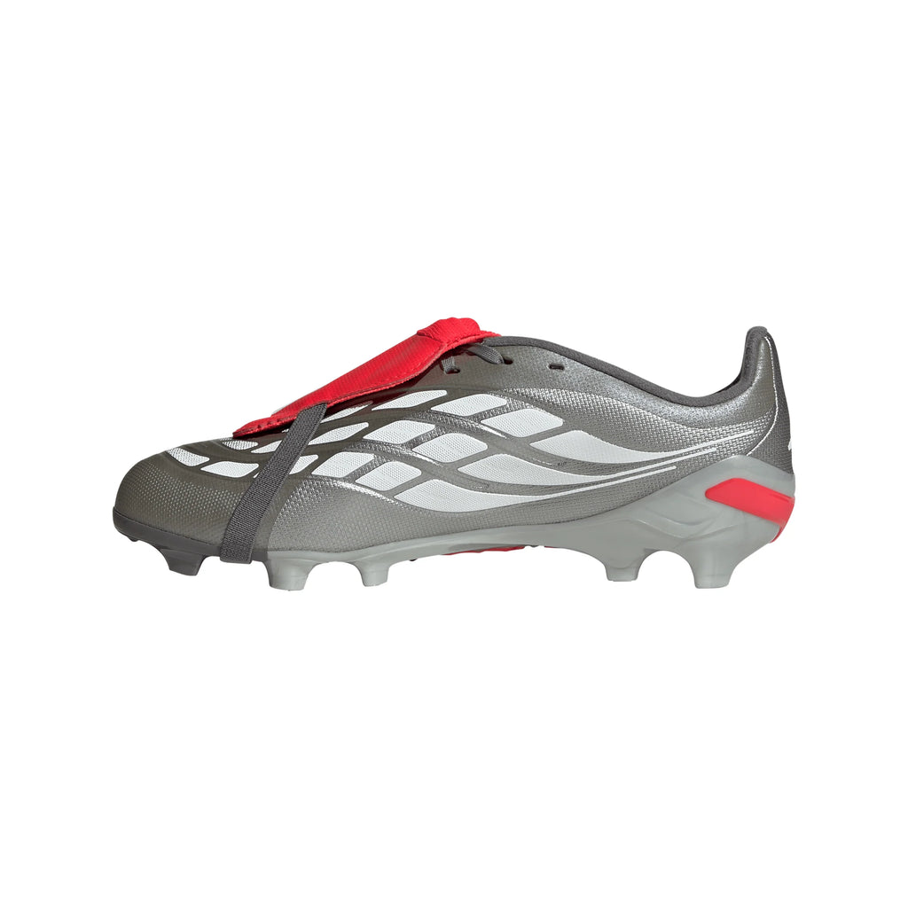 adidas Predator League Fold Over Tongue FG Youth Soccer Cleats Grey Red