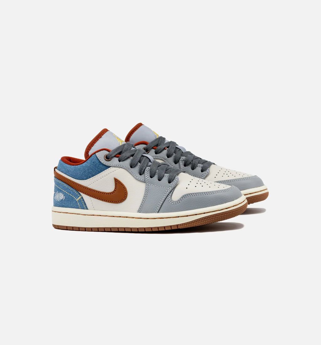 Air Jordan 1 Low Denim Womens Lifestyle Shoe Phantom Coconut Milk Amber Brown