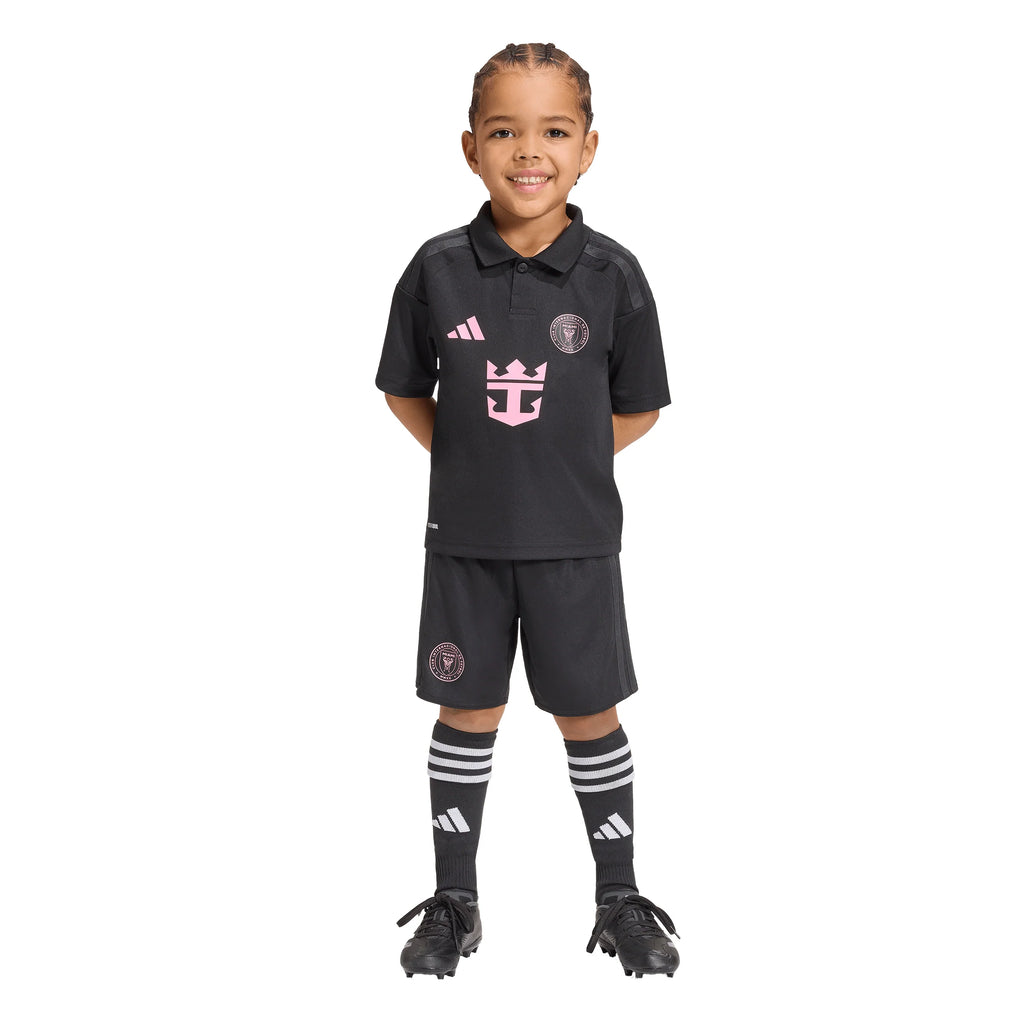 adidas Inter Miami CF Away Youth Soccer Mini Kit 26 27 Black Pink