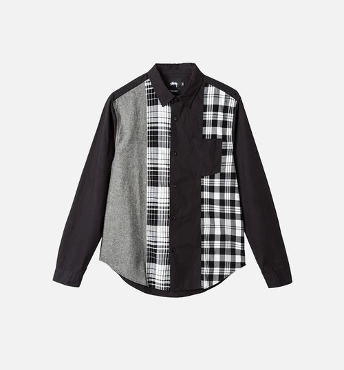 Mixed Panel Shirt Mens Shirt Black