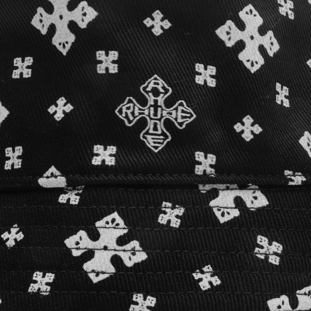 Cross Banddana Bucket Hat Black White