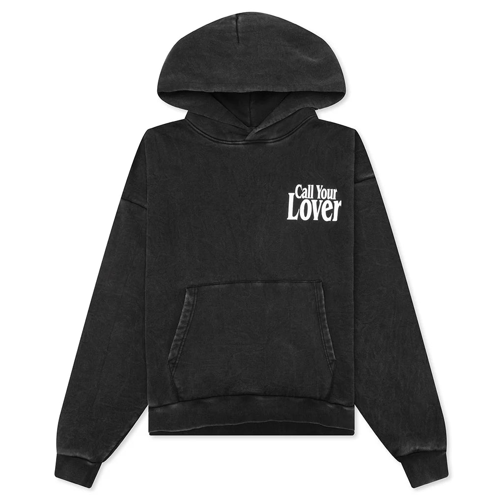 Call My Lover Hoodie Washed Black