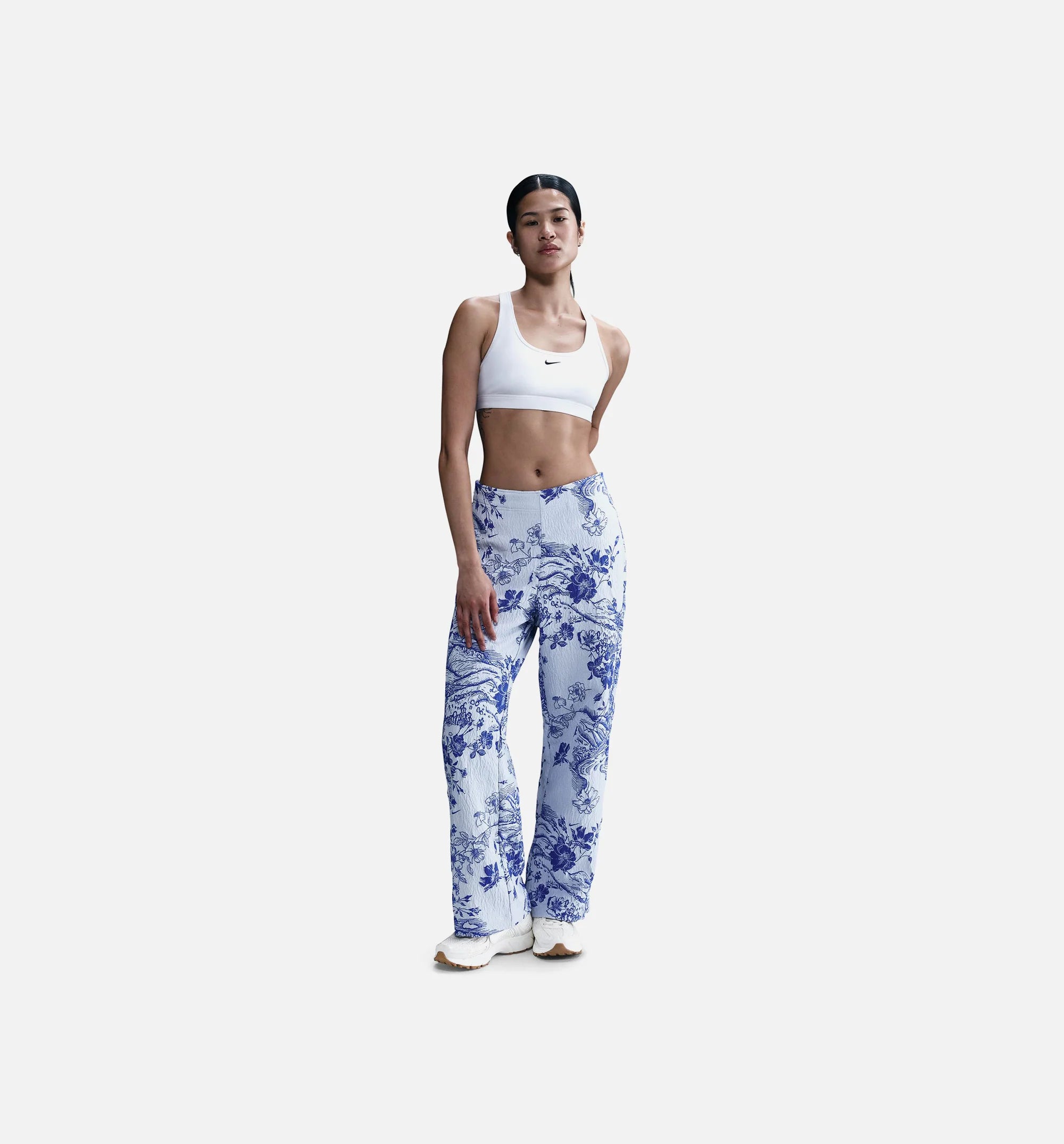 Mid Rise Jacquard Womens Track Pants White Hyper Royal