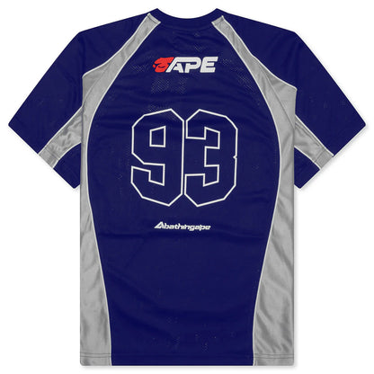 Solid Camo Jacquard Multilogo Relaxed Fit Football Jersey Blue
