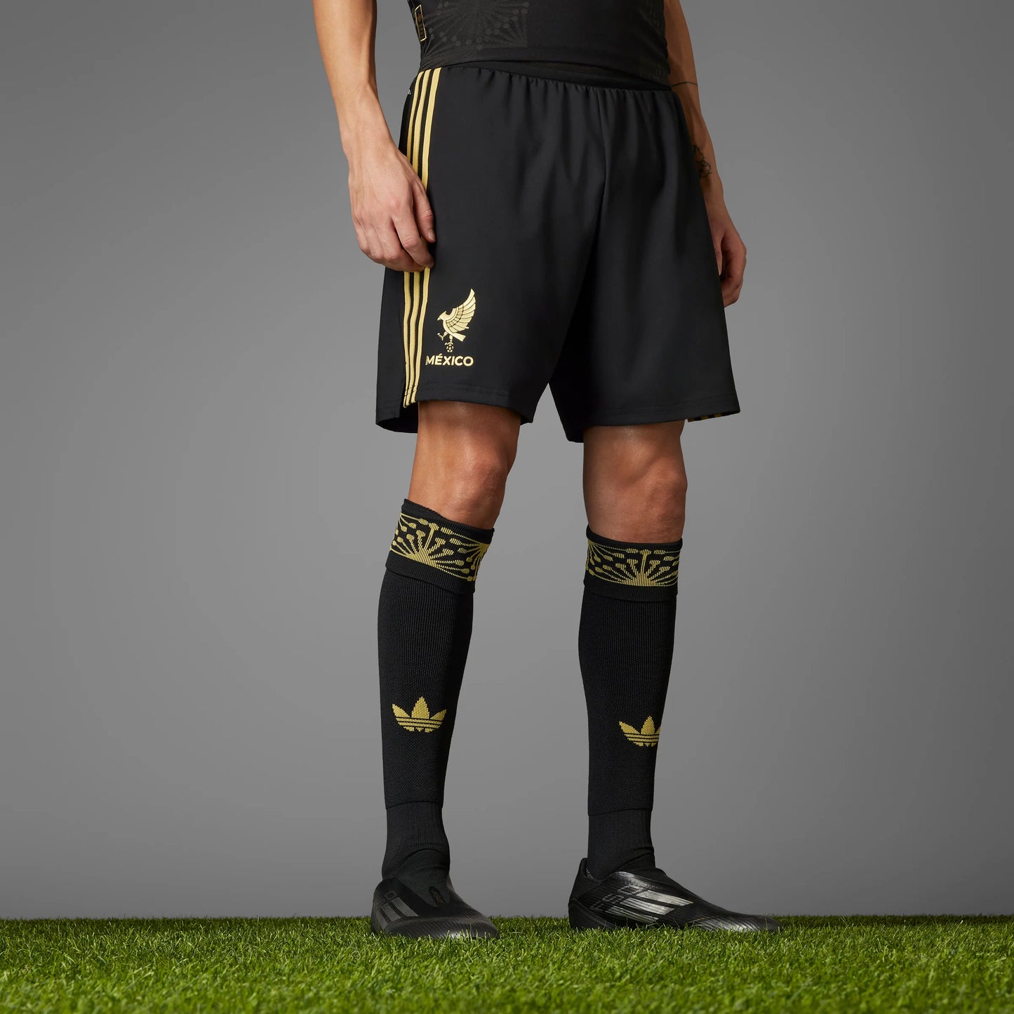 adidas Mexico 25 Gold Mens Soccer Shorts Black