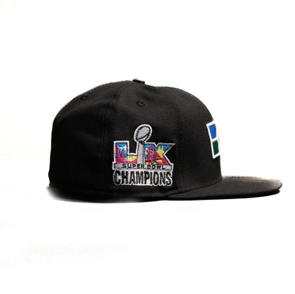 New Era Seattle Seahawks 59FIFTY Fitted Hat Super Bowl Patch Black