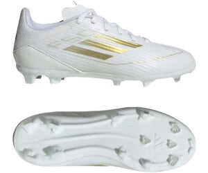 adidas F50 League Firm Multi Ground Youth Soccer Cleats White Gold Metallic White