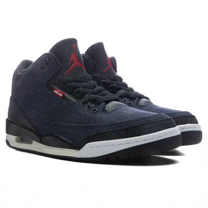Air Jordan 3 x Levis Rigid Denim Denim Black Sail Indigo Gym Red