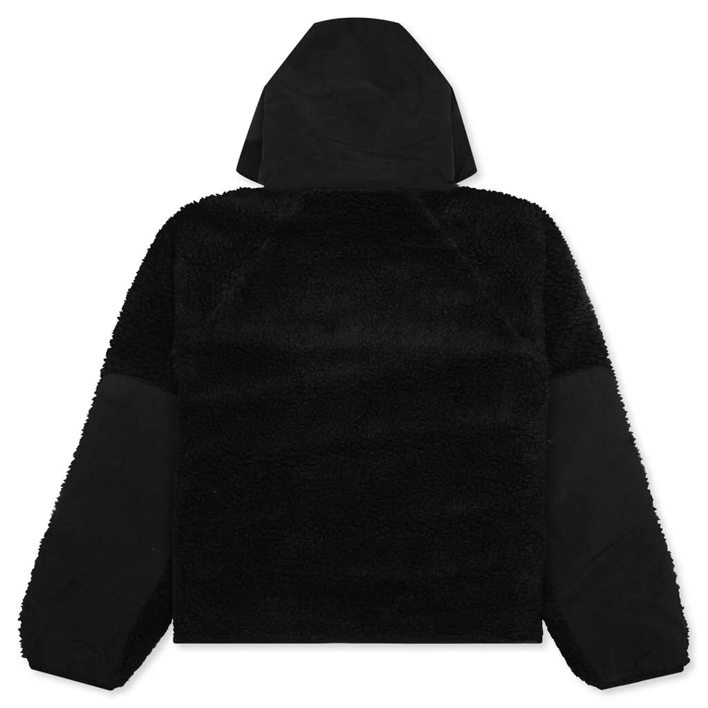 Sherpa Paneled Hooded Jacket Black