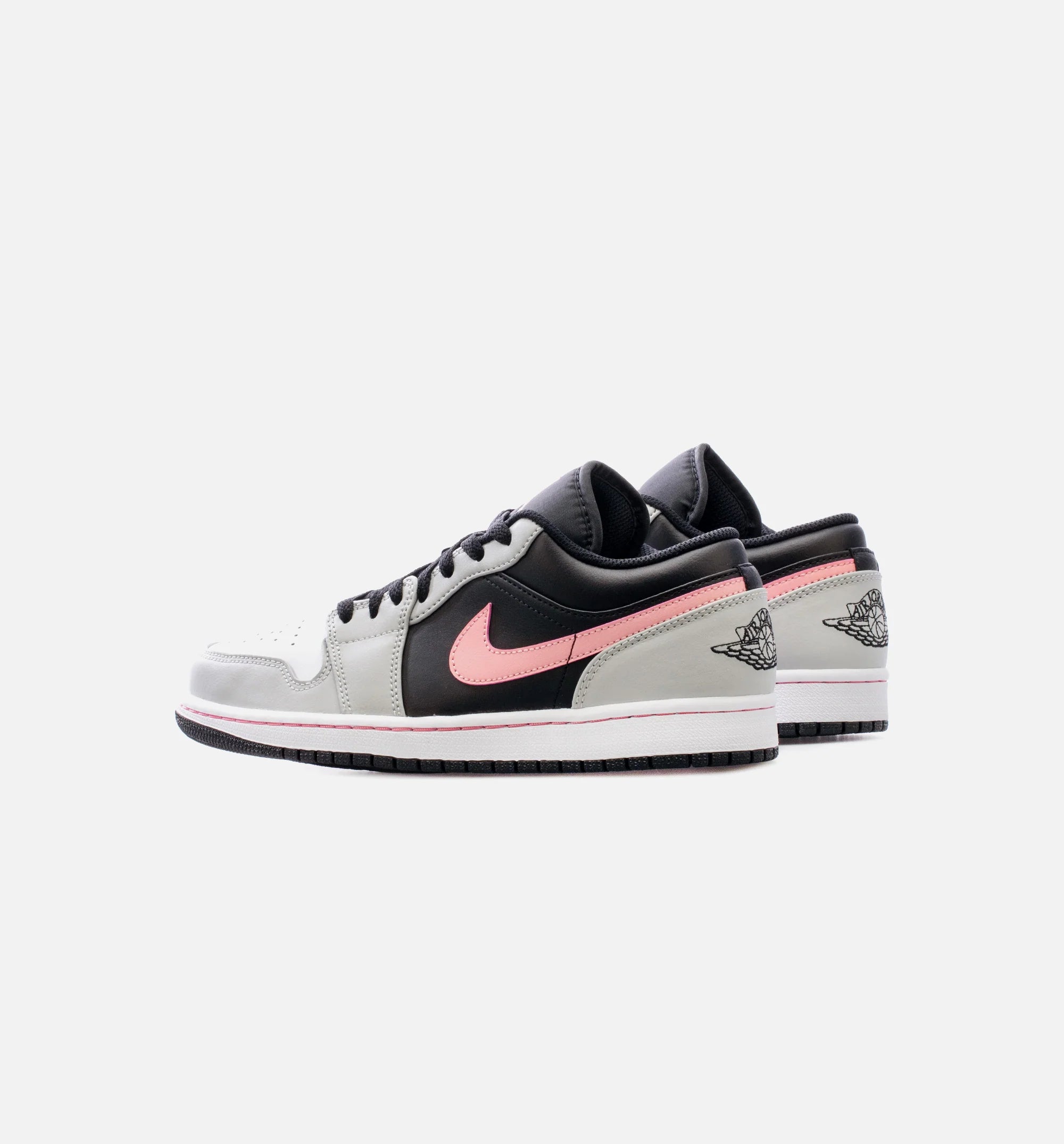 Air Jordan 1 Low Grey Fog Bleached Coral Mens Lifestyle Shoe Black Grey Pink
