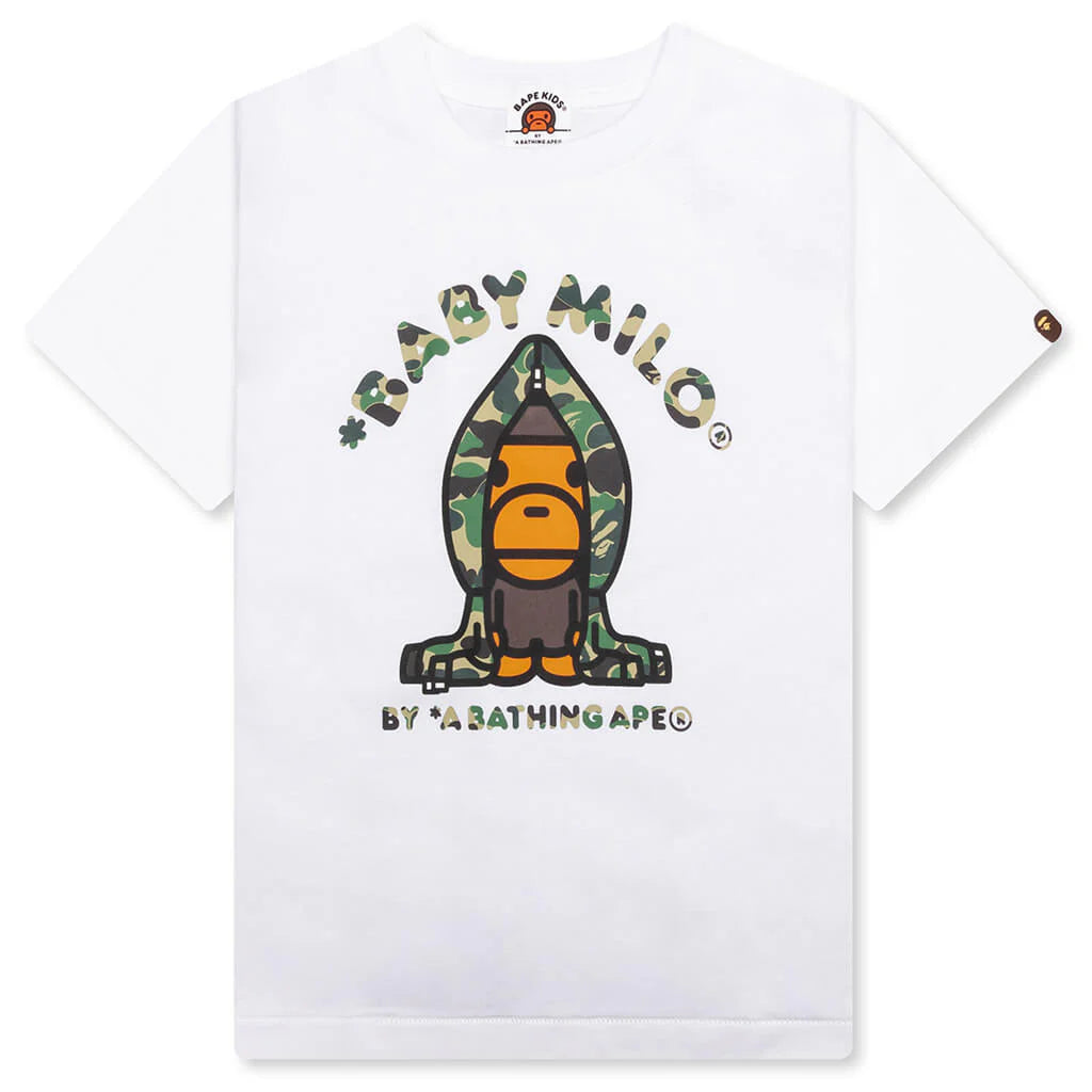 Kids ABC Camo Milo Hoodie Tee White Green