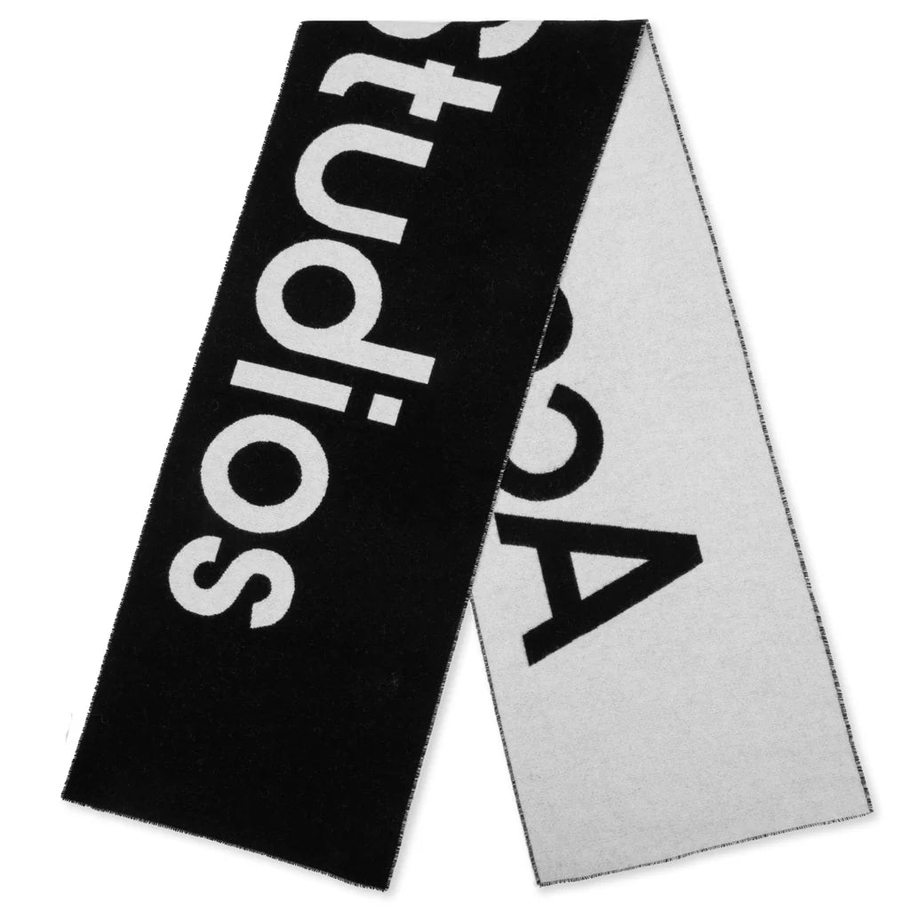 Logo Jacquard Scarf Black White
