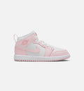 Air Jordan 1 Mid Preschool Lifestyle Shoe Pink Foam Fire Red White