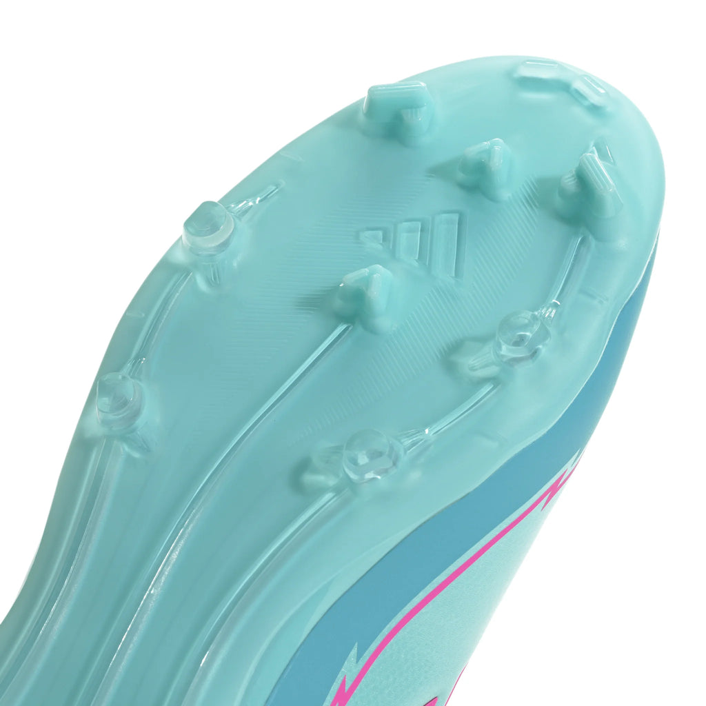 adidas F50 League Messi Firm Multi Ground Boots Junior Flash Aqua Lucid Pink Lucid Cyan