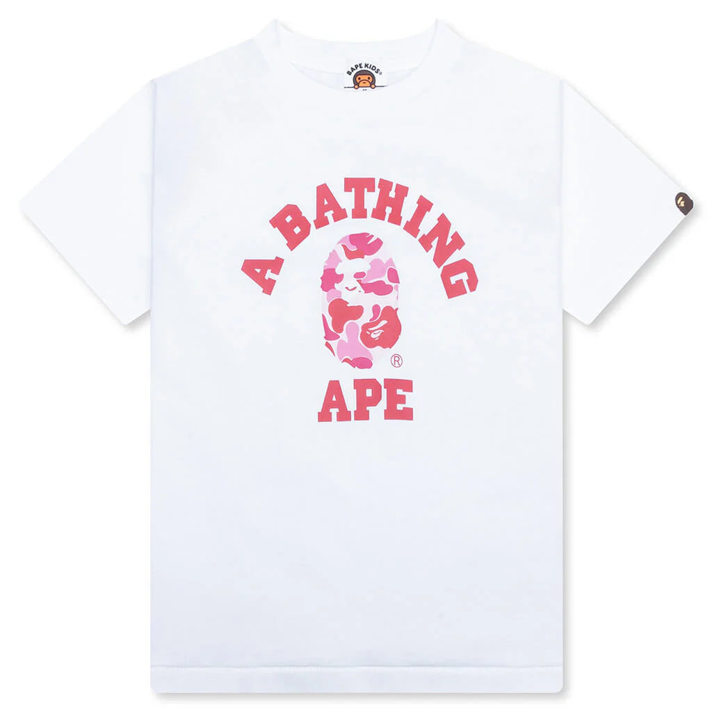Kids ABC Camo College Tee White Pink