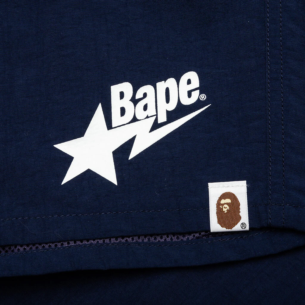 Bape Sta Logo Beach Shorts Navy