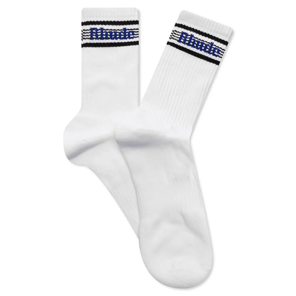 Speed Stripe Sock White Black Blue