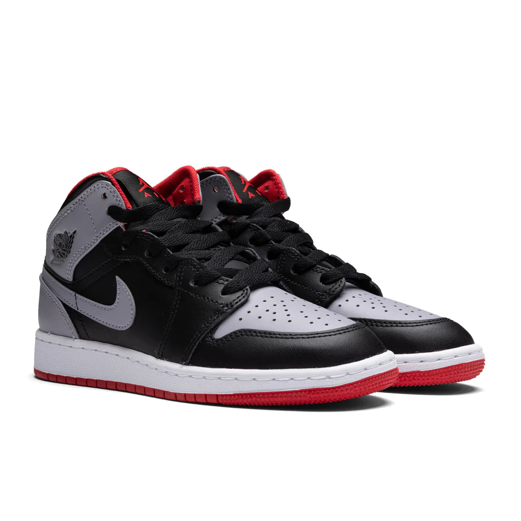 Air Jordan 1 Mid GS Black Cement Grey Fire Red