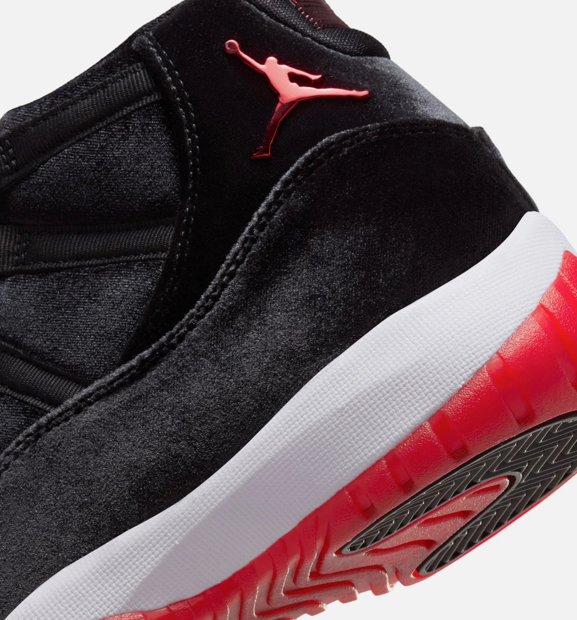 Air Jordan 11 Retro Bred Velvet Womens Lifestyle Shoe Black Gym Red White