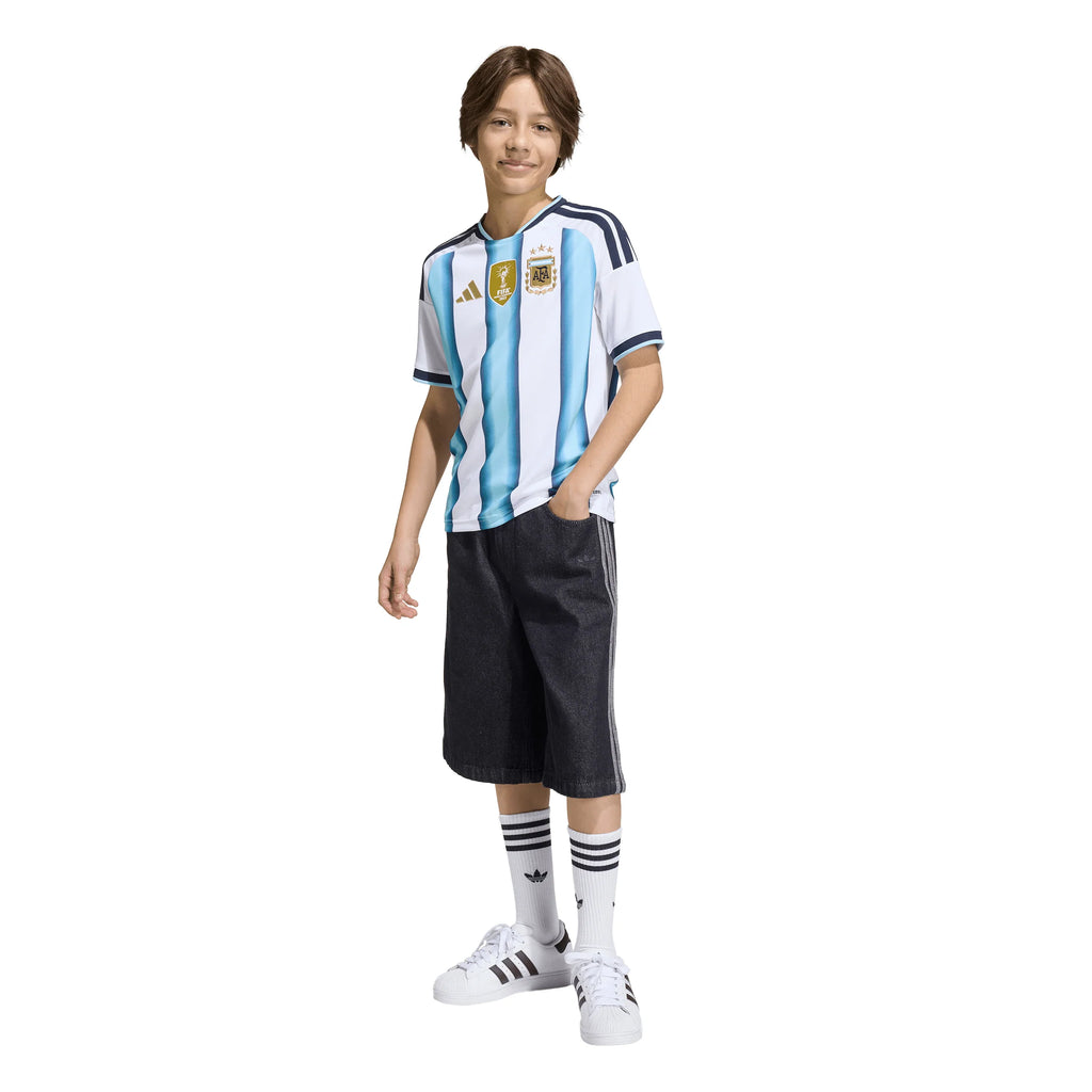 adidas Argentina Home Youth Soccer Jersey 26 White Blue
