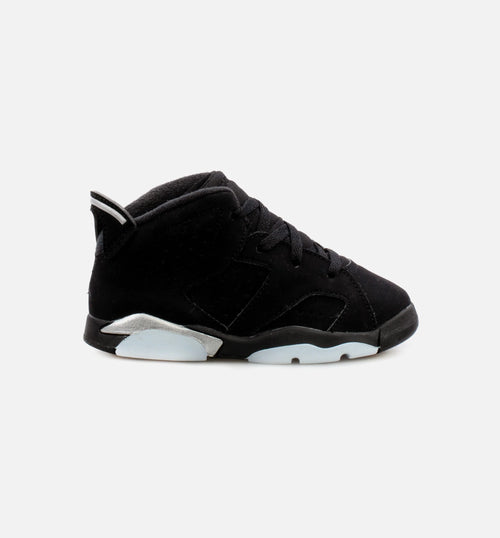 Air Jordan 6 Retro Metallic Silver Infant Toddler Lifestyle Shoe Black