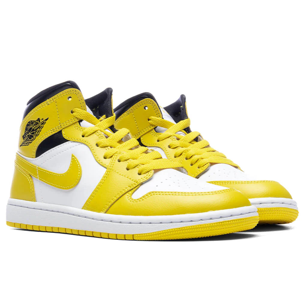 Womens Air Jordan 1 Mid White Vivid Sulfur Black