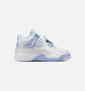 Air Jordan 4 Retro Aluminum Preschool Lifestyle Shoe White Aluminum Blue Tint Oil Green