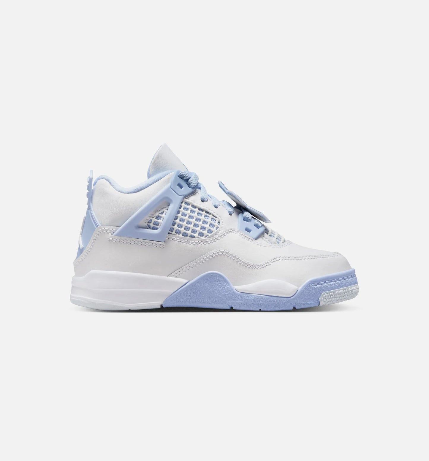 Air Jordan 4 Retro Aluminum Preschool Lifestyle Shoe White Aluminum Blue Tint Oil Green