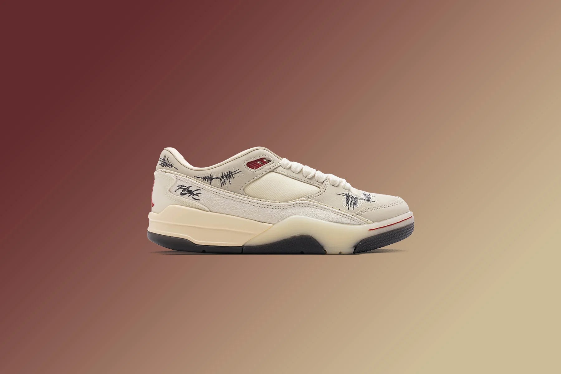 Air Jordan x Téla Womens Flight Court SP Crèpe Coconut Milk Varsity Red Muslin