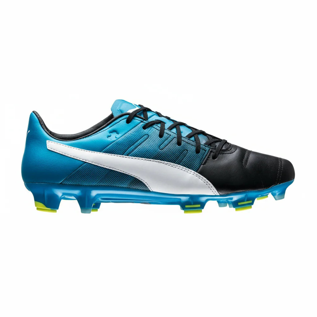 PUMA Evopower 13 LT FG Firm Ground Soccer Cleats Black White Atomic Blue