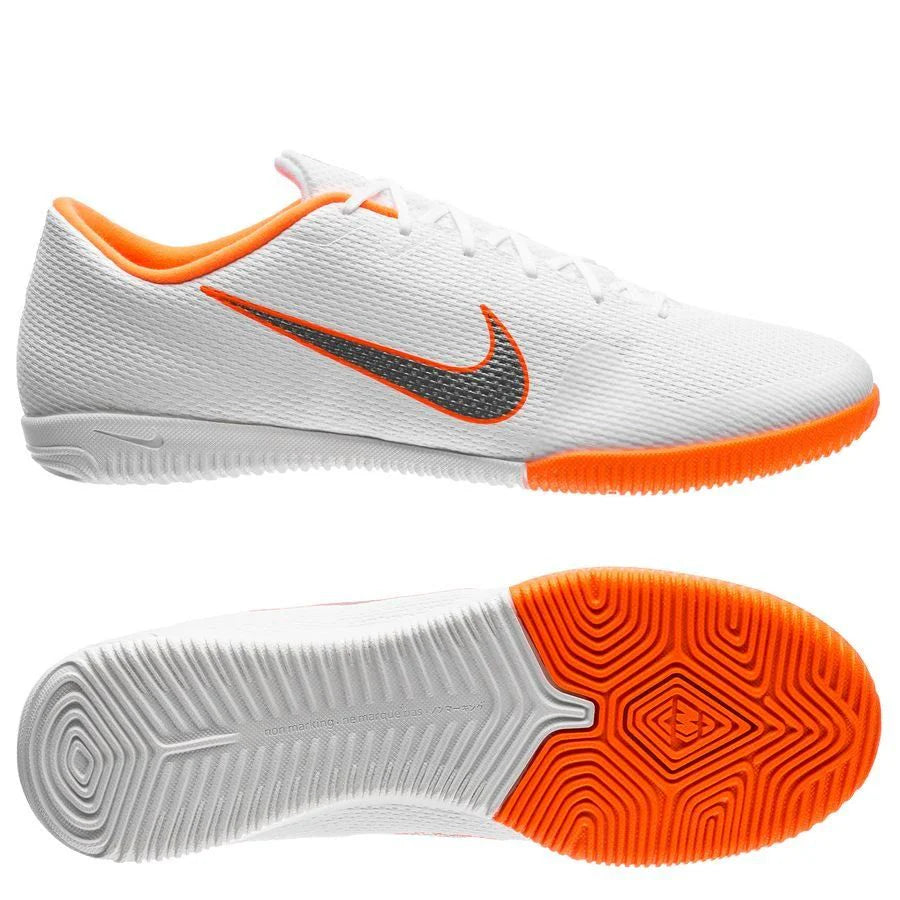 Nike Mercurial VaporX 12 Academy IC Indoor Soccer Shoes White Cool Grey Orange