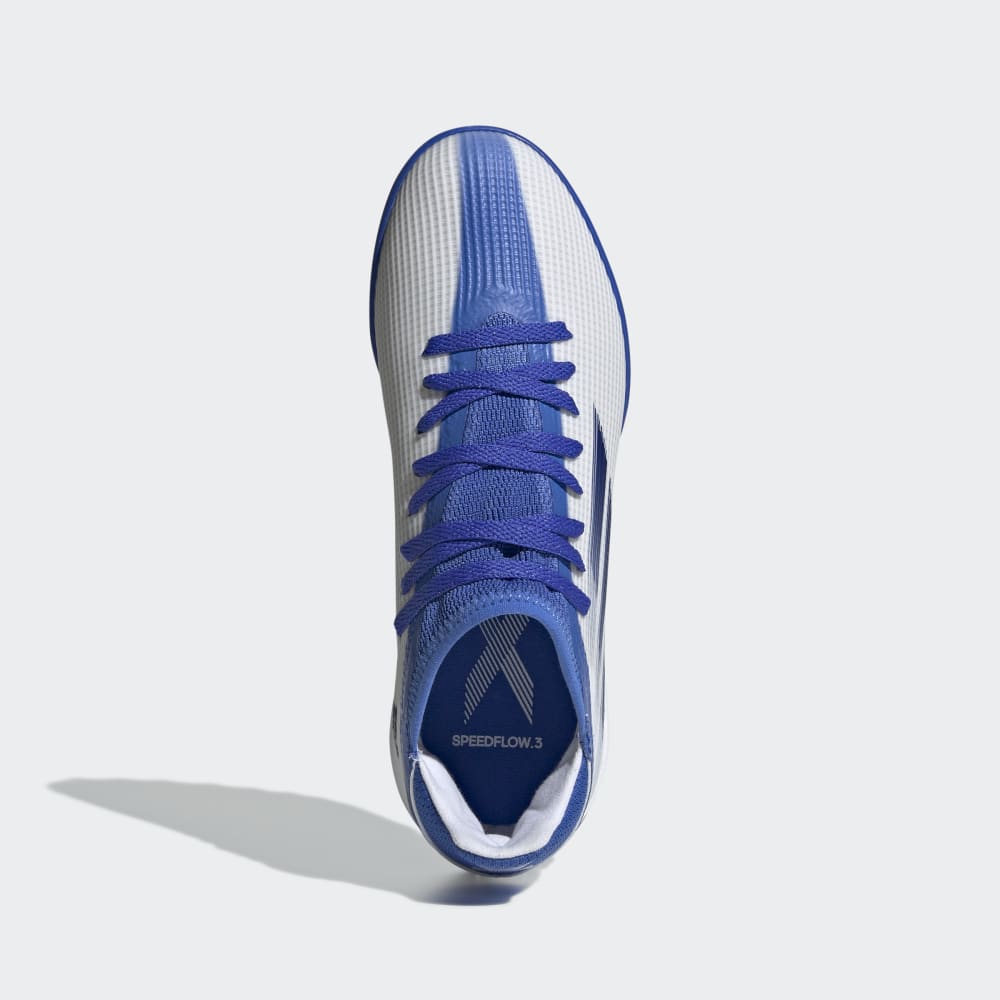 adidas Kids X Speed Flow3 TF J Turf Soccer Shoes White Blue