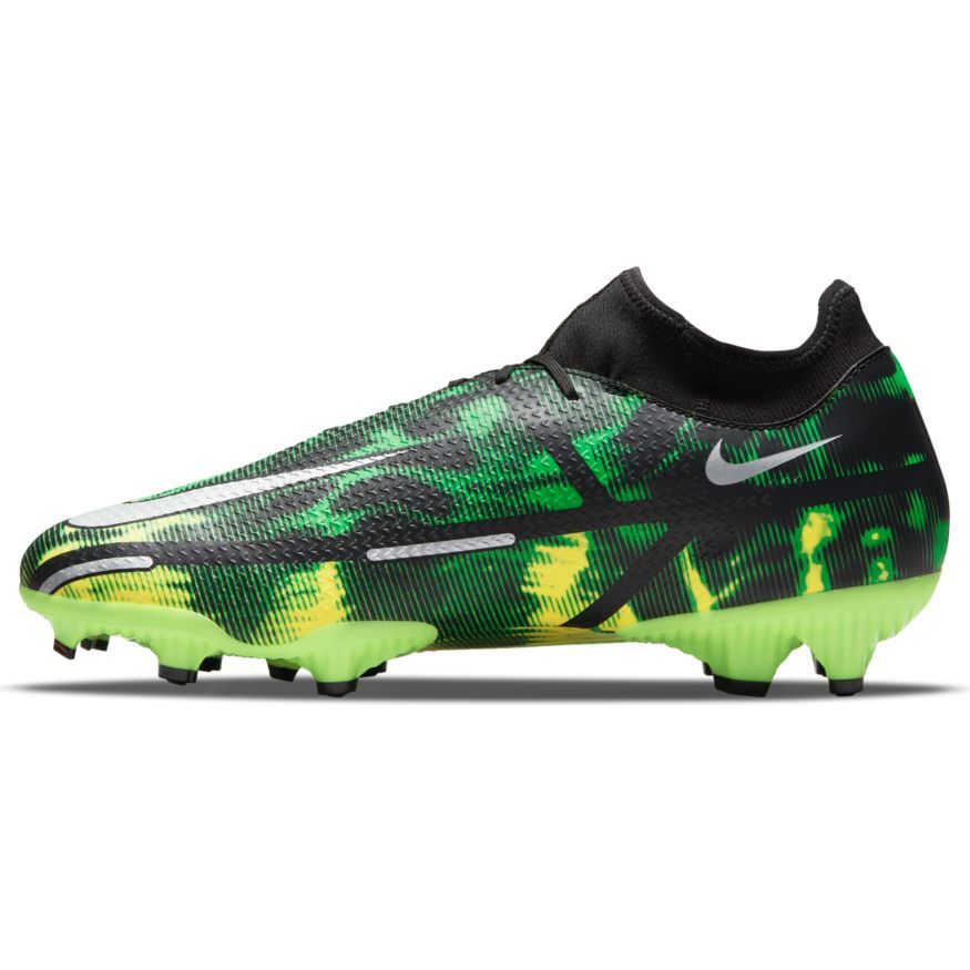Nike Phantom GT2 Academy DF SW FG MG Multi Ground Soccer Cleats Black Metallic Platinum Green Strike