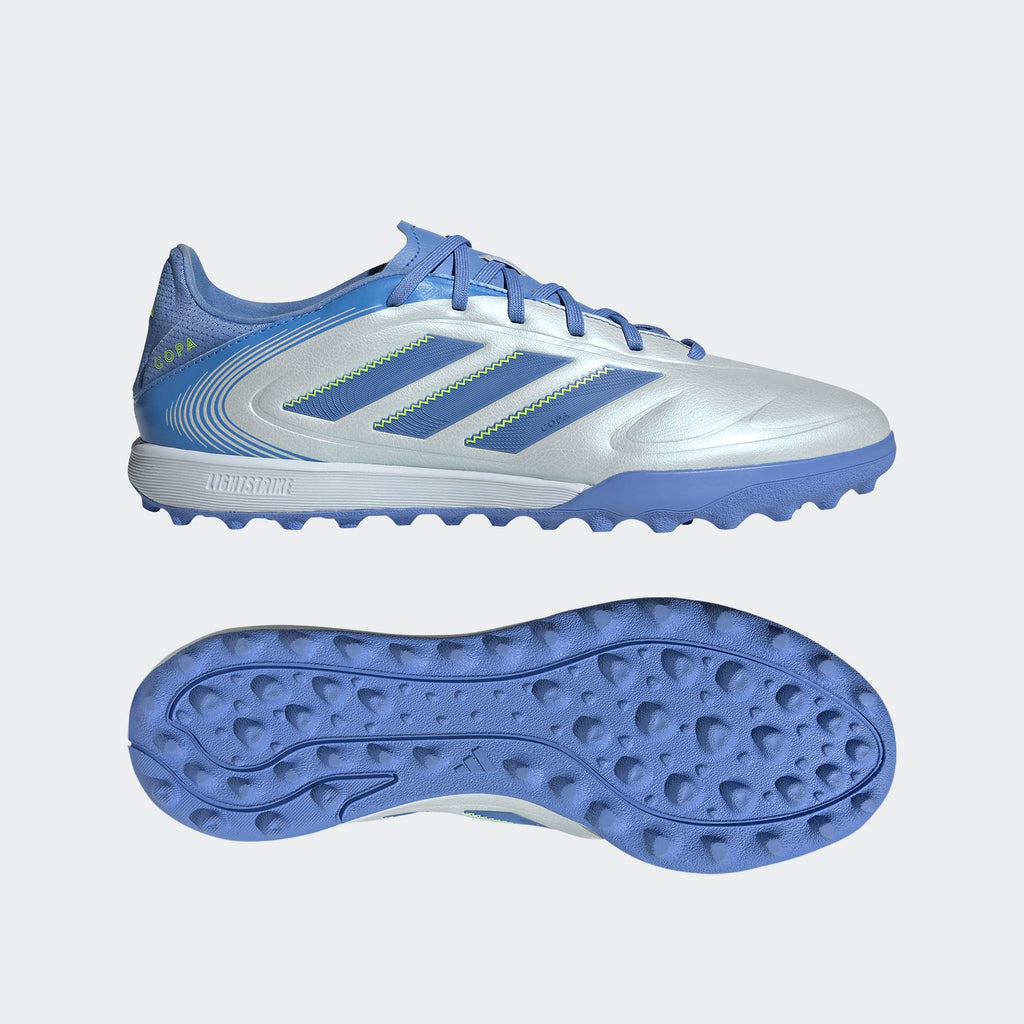 adidas Copa Pure 3 League Turf Soccer Cleats Halo Blue Blue Fusion Lucid Lemon