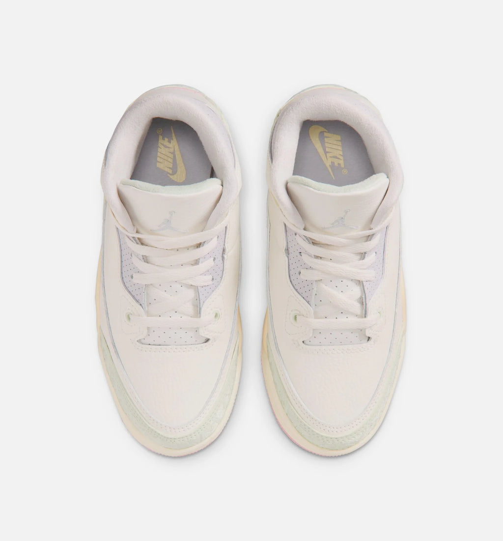 Air Jordan 3 Retro Sail and Jade Aura Preschool Lifestyle Shoe Sail Aura Jade Aura Iris Whisper