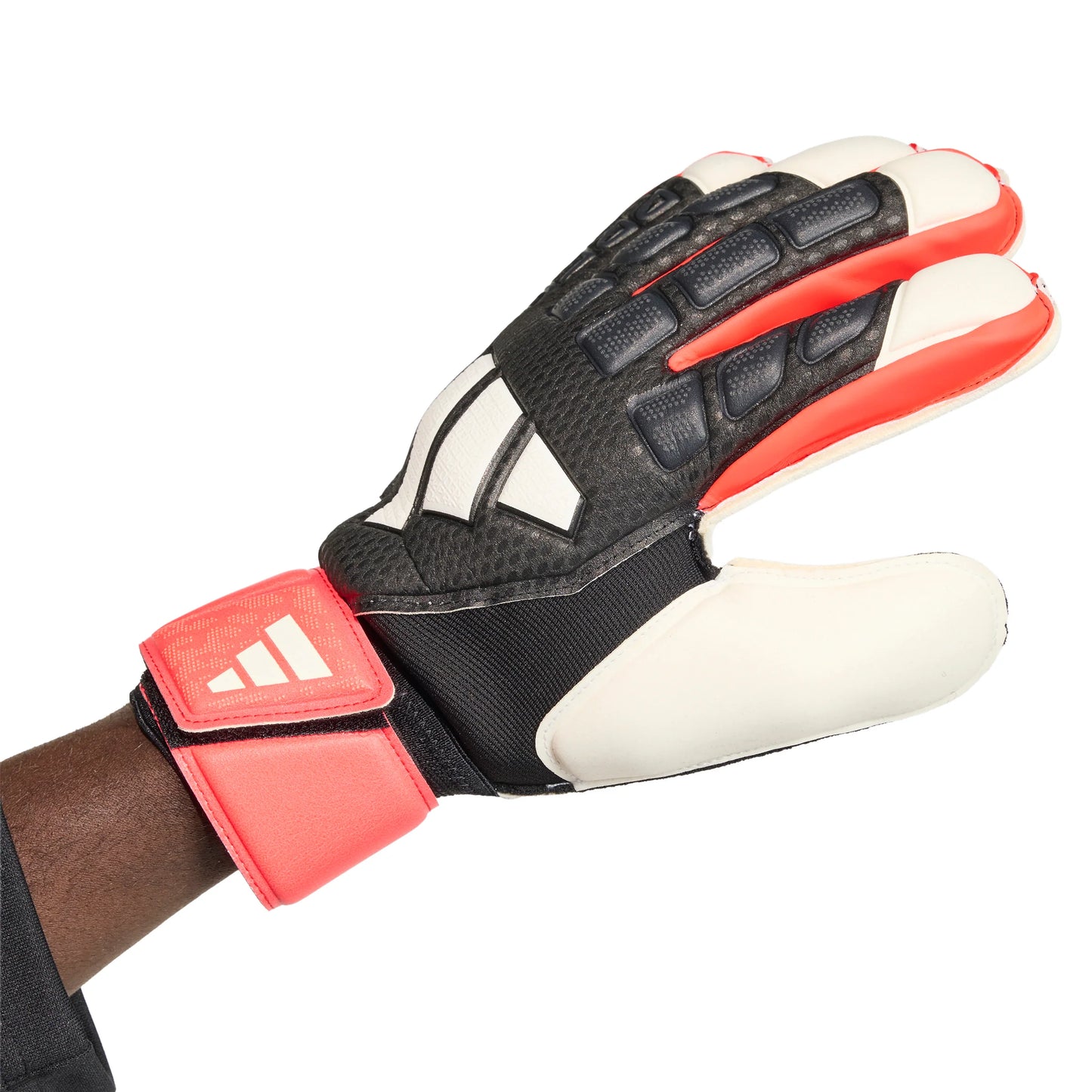 adidas Predator Match Fingersave Goalkeeper Soccer Gloves Black Red White