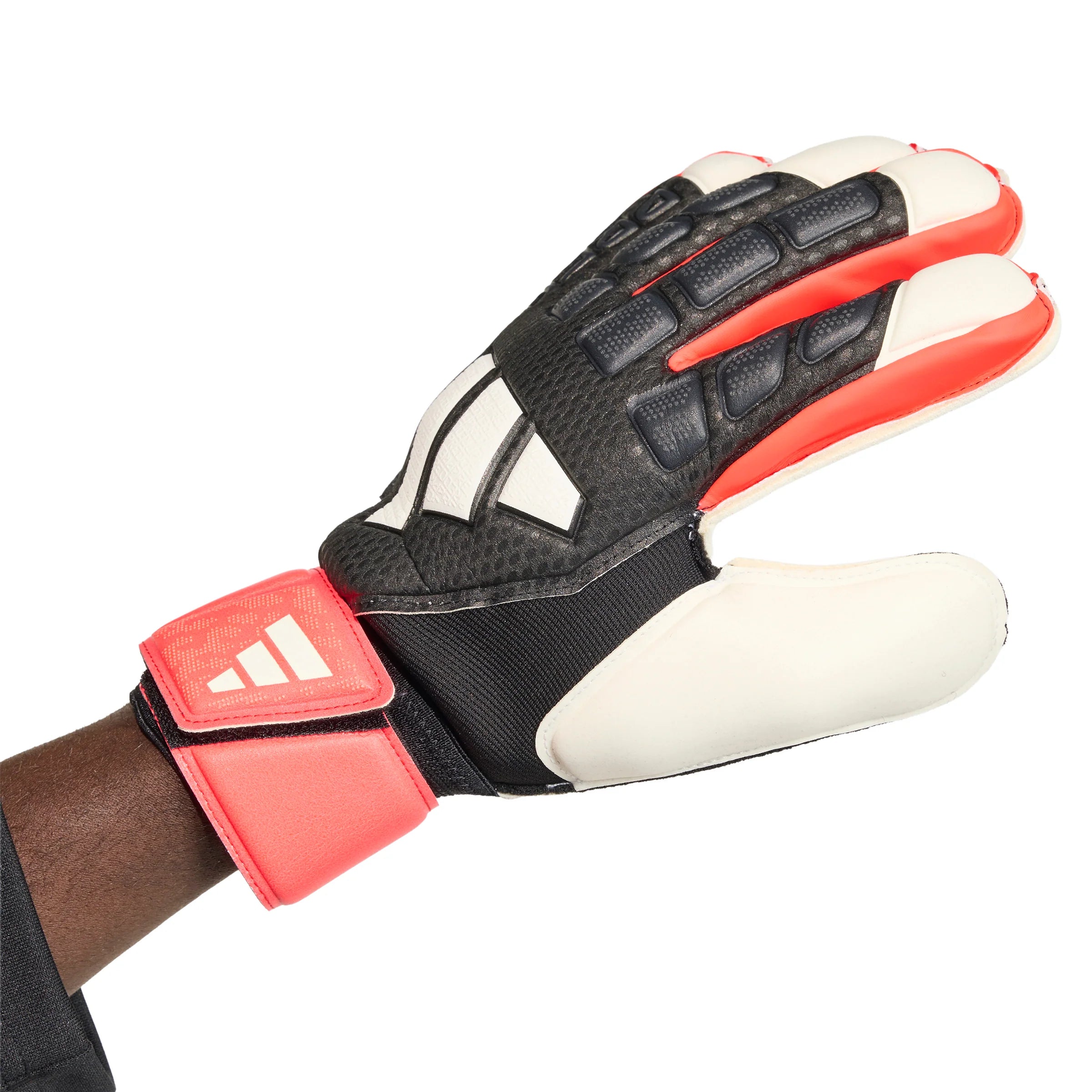 adidas Predator Match Fingersave Goalkeeper Soccer Gloves Black Red White