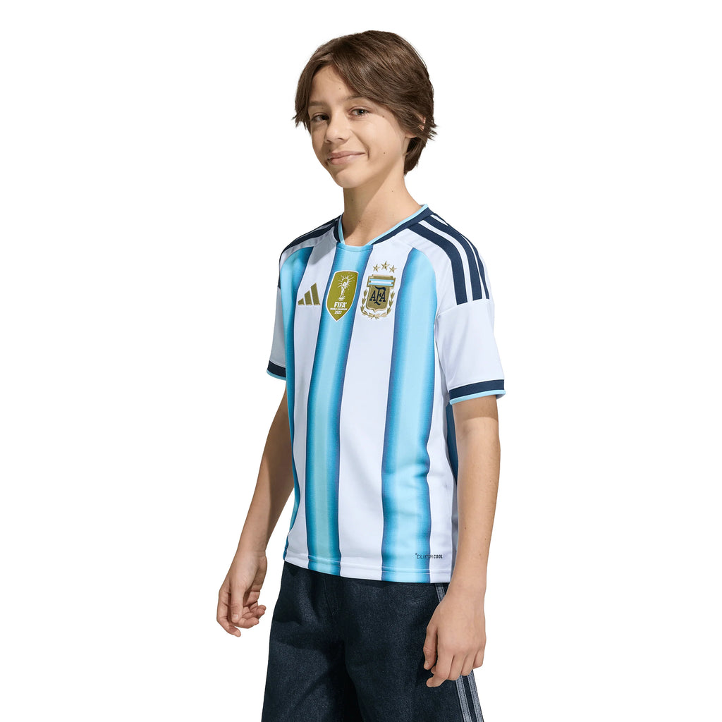 adidas Argentina Home Youth Soccer Jersey 26 White Blue