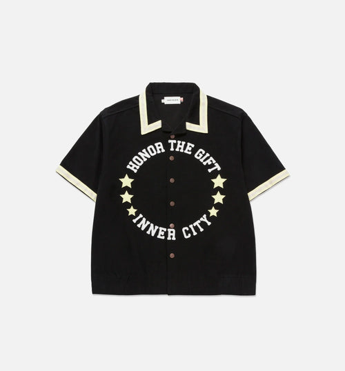 Tradition Snap Button Up Mens Short Sleeve Shirt Black