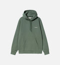 Embroidery Script Pullover Mens Hoodie Green