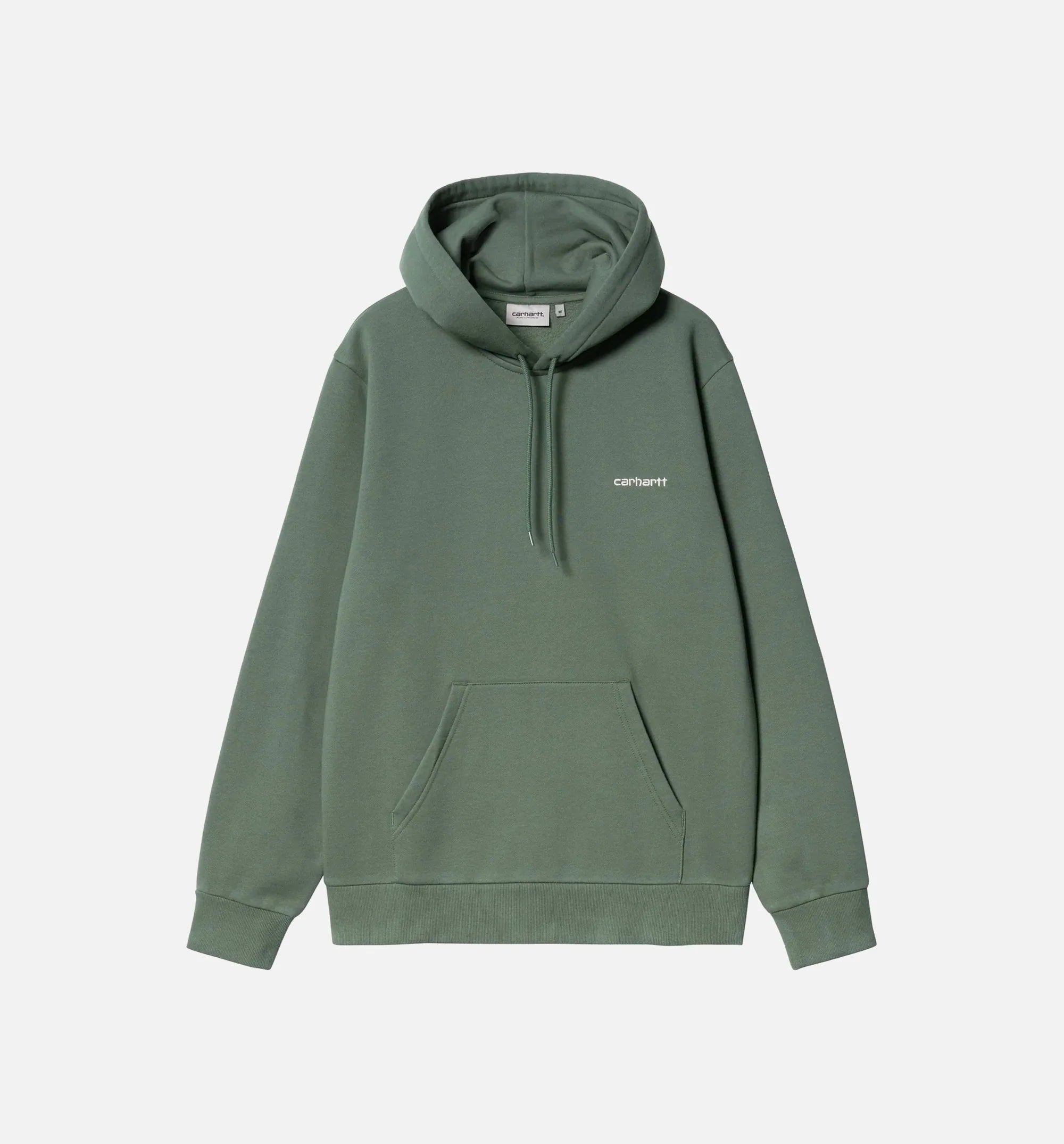 Embroidery Script Pullover Mens Hoodie Green