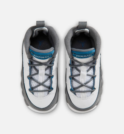 Air Jordan 9 Retro Flint Grey and French Blue Infant Toddler Lifestyle Shoe White French Blue Flint Grey