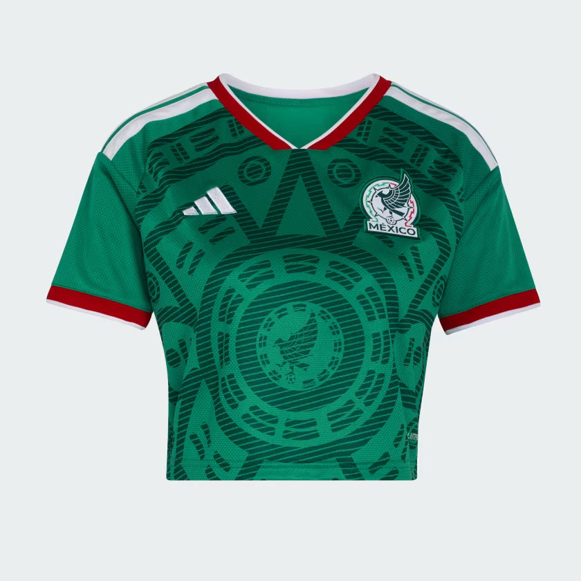 adidas Mexico Home Cropped Womens Soccer Jersey 26 Green