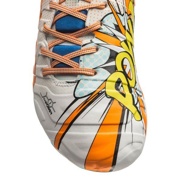 PUMA Evopower 12 FG Firm Ground Soccer Cleats White Orange Clownfish Electric Blue Lemonade