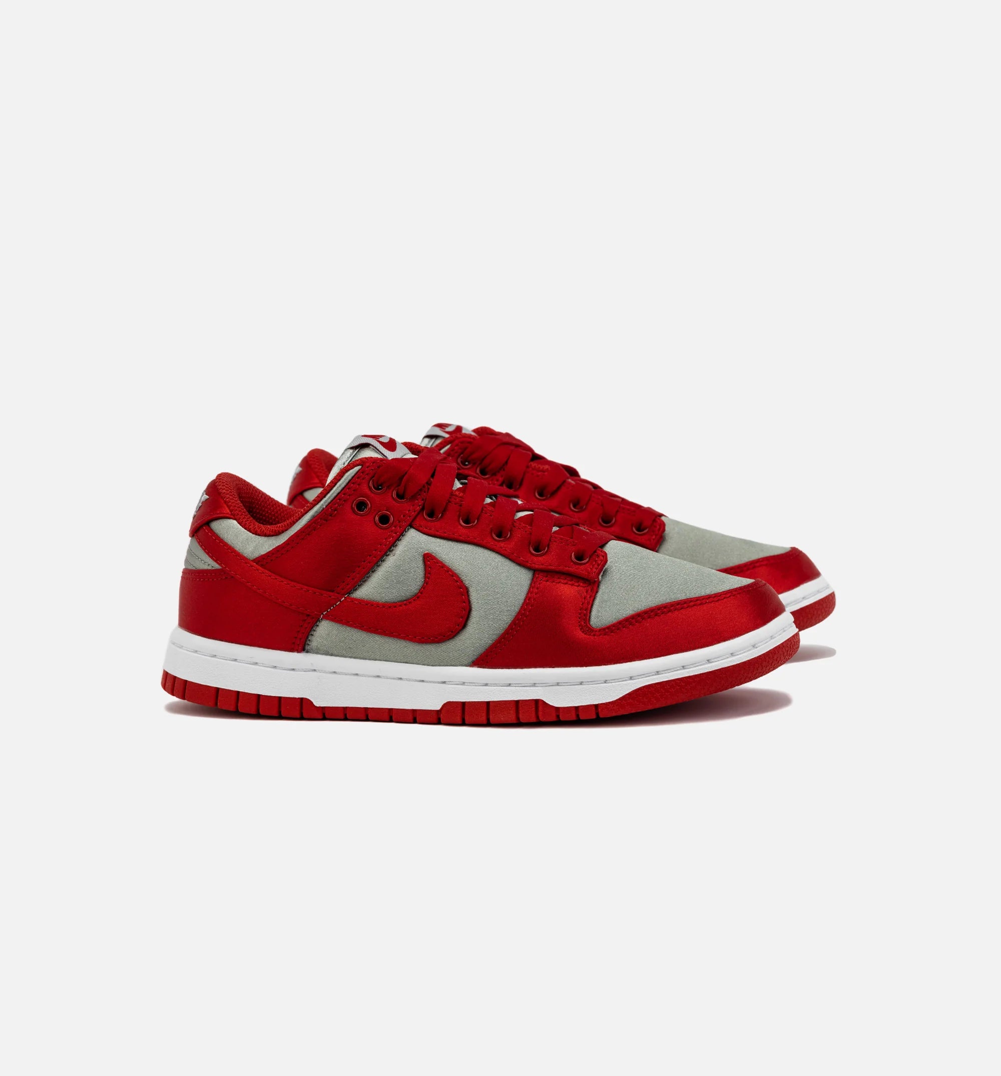 Dunk Low Satin Womens Lifestyle Shoe Medium Grey Varsity Red