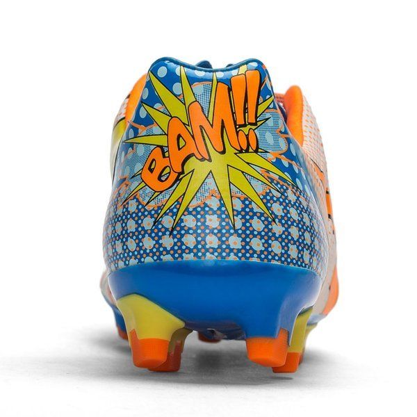 PUMA Evopower 12 FG Firm Ground Soccer Cleats White Orange Clownfish Electric Blue Lemonade