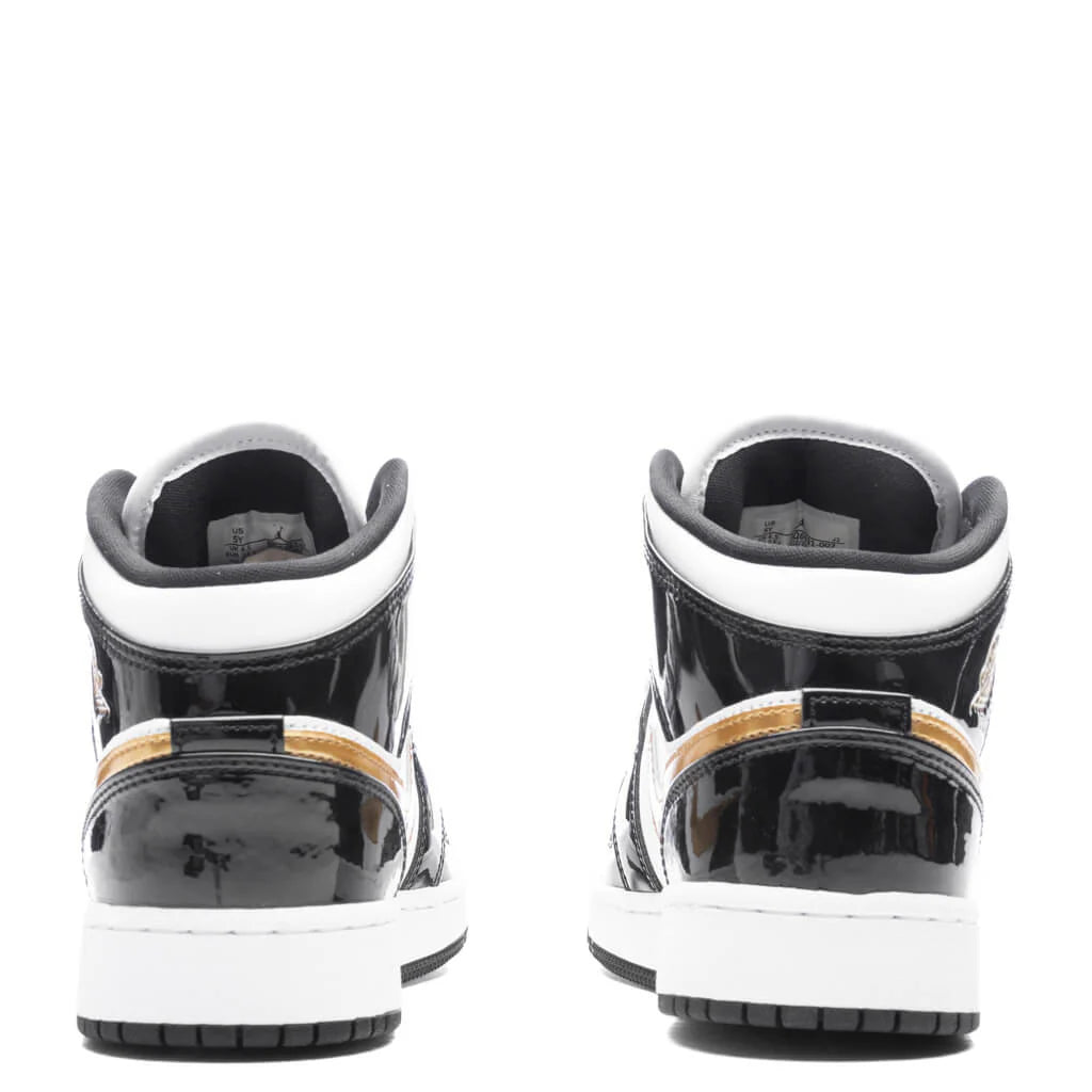 Air Jordan 1 Mid SE GS Black Gold Black Metallic Gold White